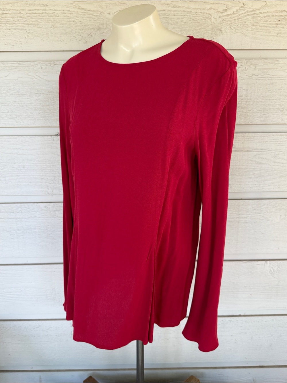 ANTONIO MELANI Long-Sleeve Cherry Red Crewneck Blouse